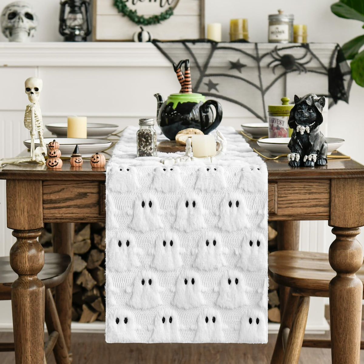 Ghost & Pumpkin Halloween Table Runner
