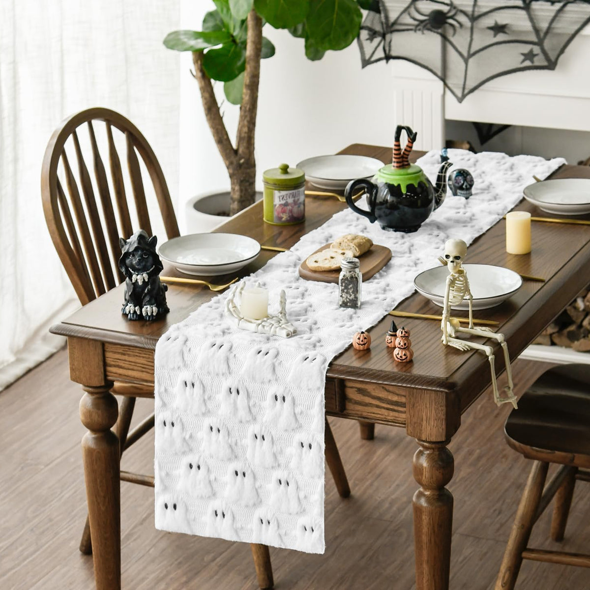 Ghost & Pumpkin Halloween Table Runner