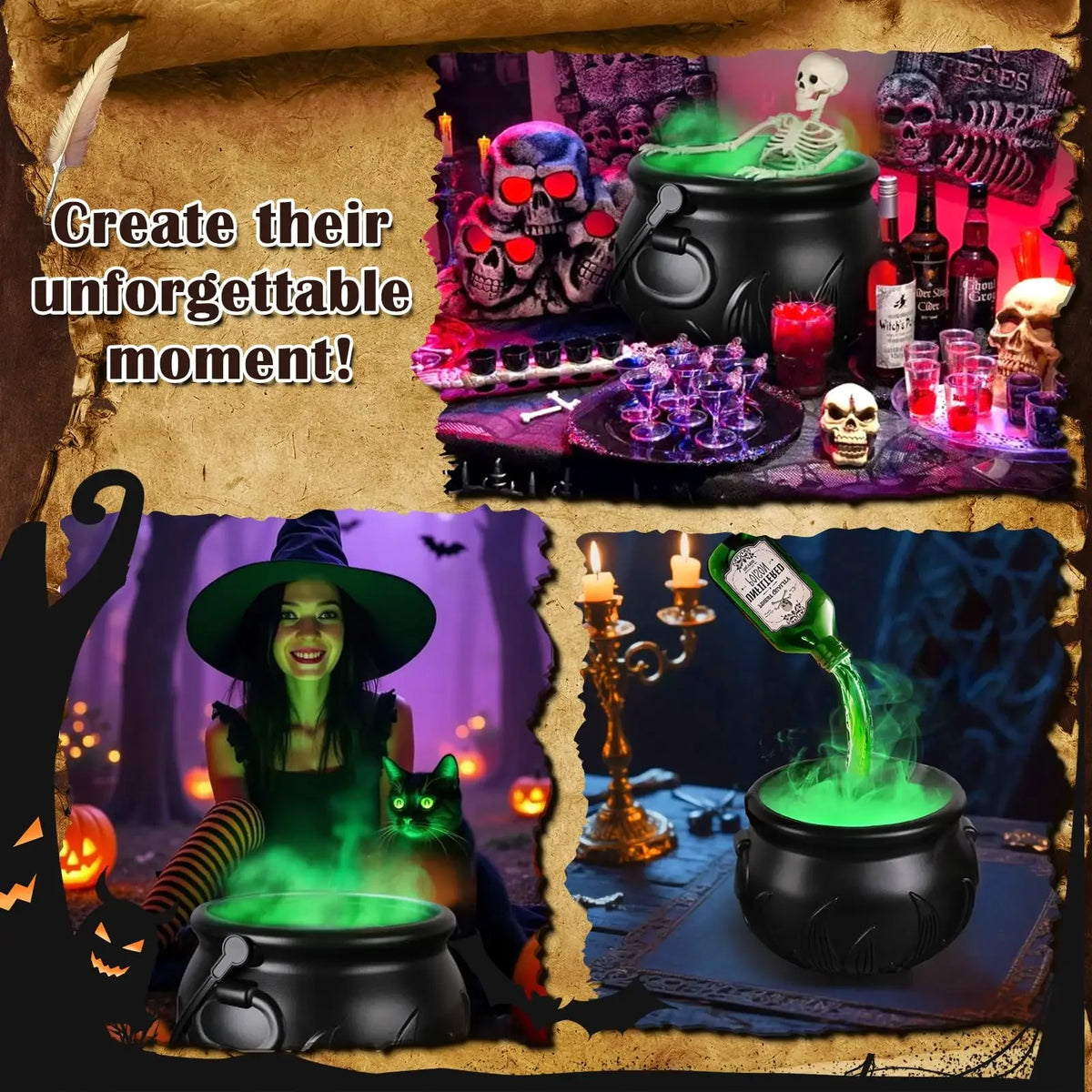 Witch Cauldron with LED Light & Fog Mist Maker - TheOrivana