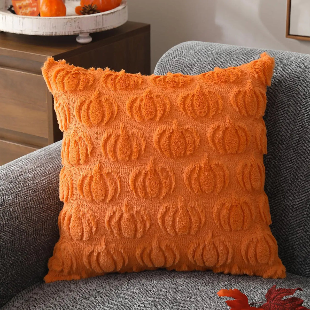 Orange Embossed Halloween Cushion Cover - TheOrivana
