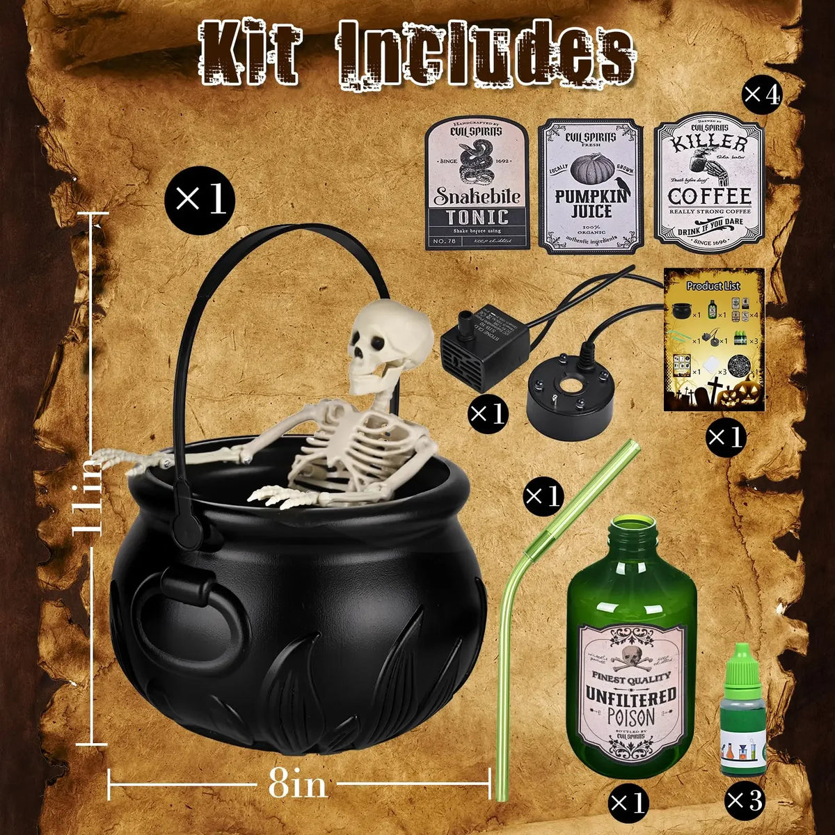 Witch Cauldron with LED Light & Fog Mist Maker - TheOrivana