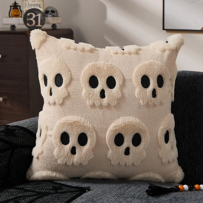 Beige Skull Halloween Cushion Cover - TheOrivana