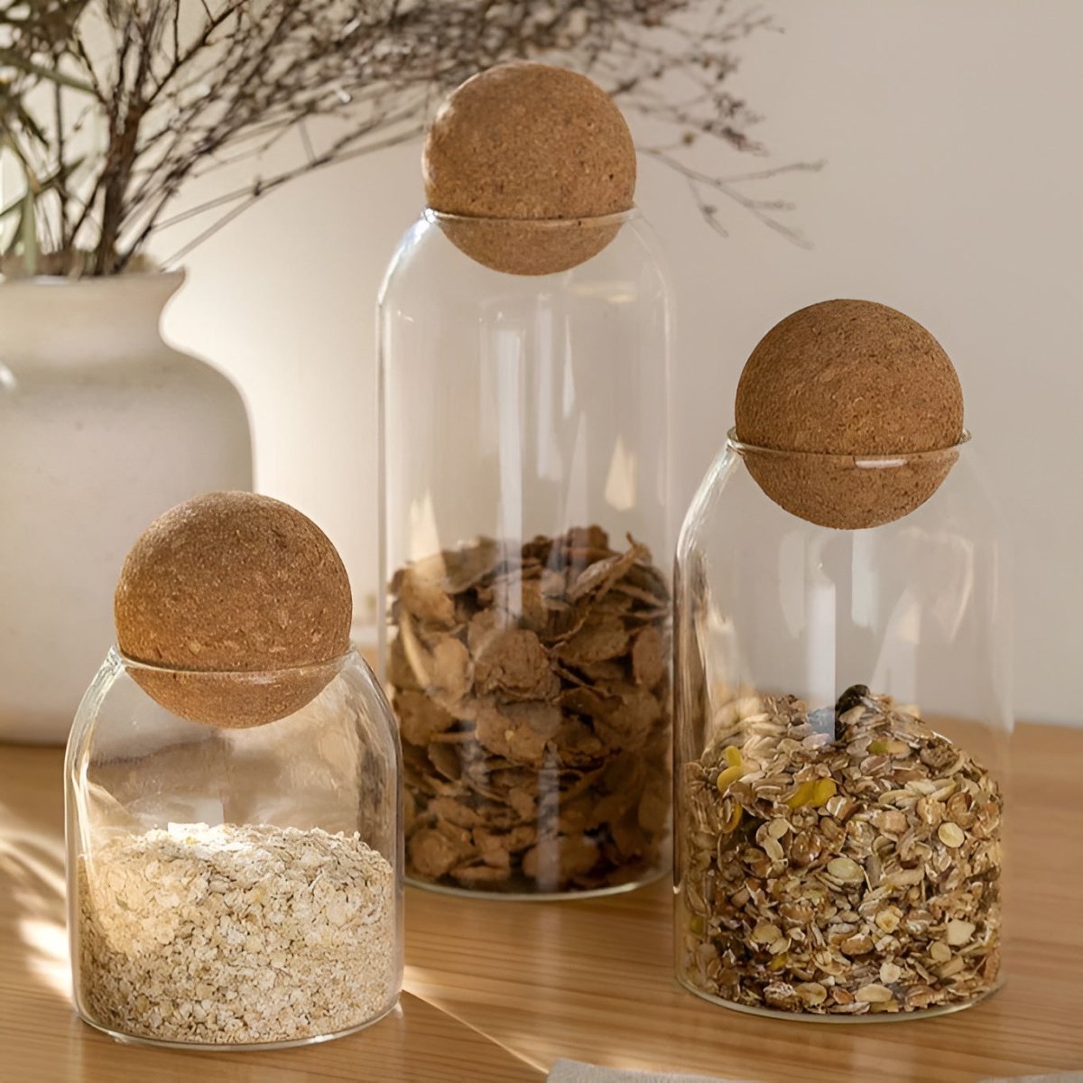 Glass Storage Jars - Set of 3 - TheOrivana