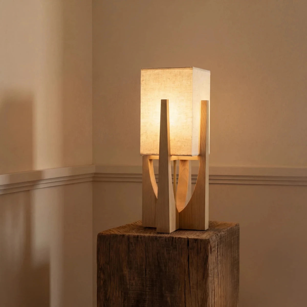 Japanese Wabi Sabi Wooden Floor Lamp - TheOrivana