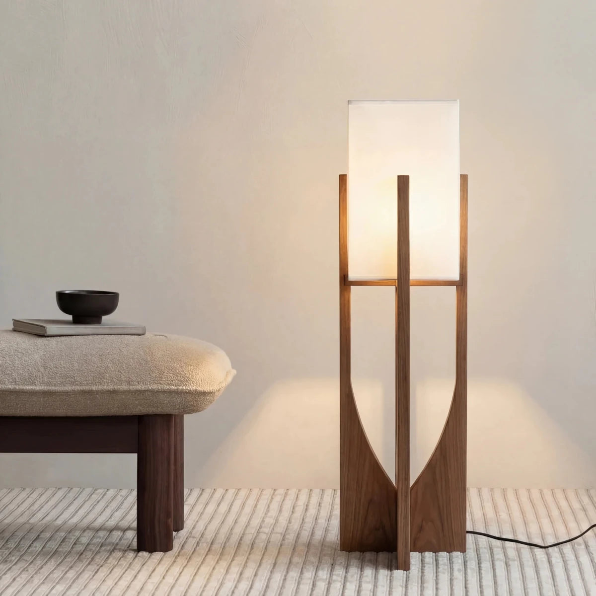 Japanese Wabi Sabi Wooden Floor Lamp - TheOrivana