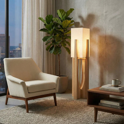 Japanese Wabi Sabi Wooden Floor Lamp - TheOrivana