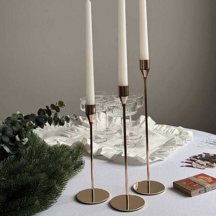 Modern Metal Candle Holders - Set Of 3 - TheOrivana