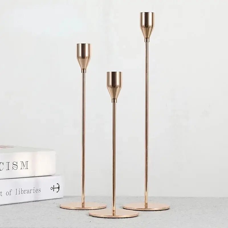 Modern Metal Candle Holders - Set Of 3 - TheOrivana