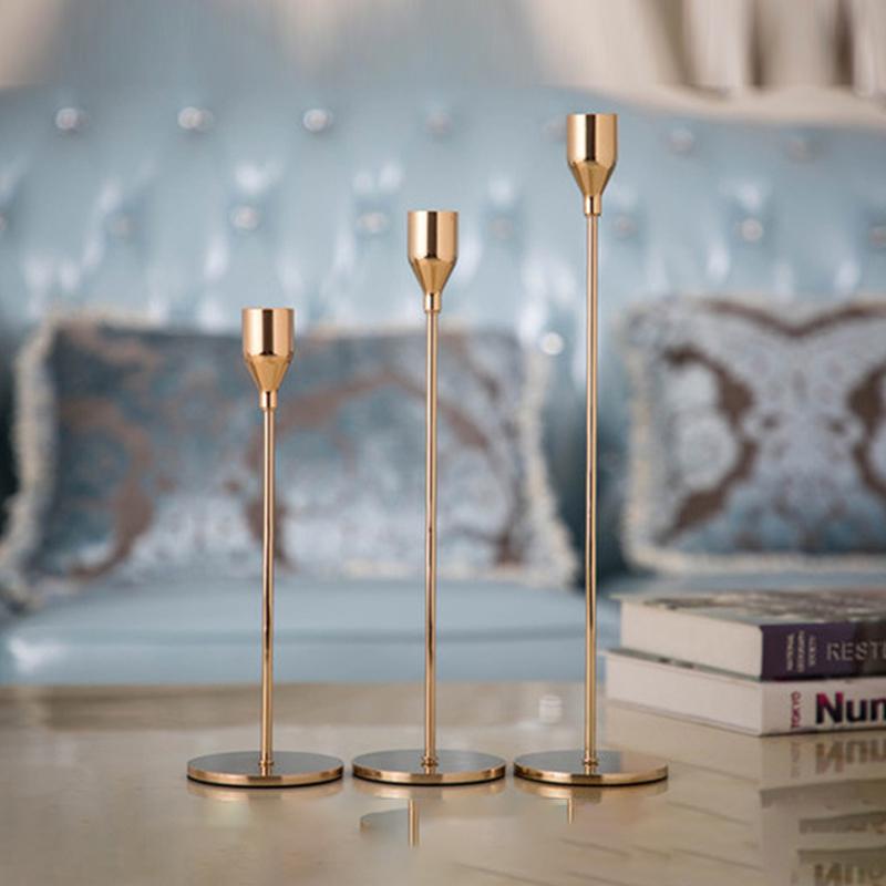 Modern Metal Candle Holders - Set Of 3 - TheOrivana