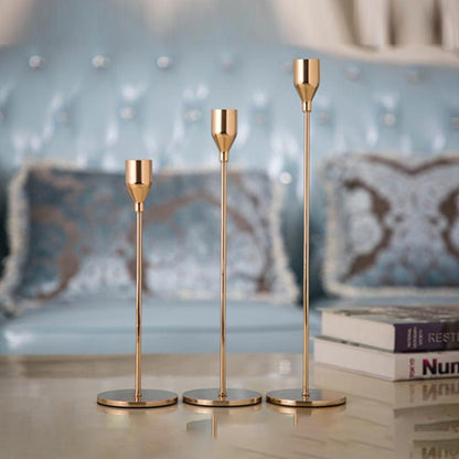 Modern Metal Candle Holders - Set Of 3 - TheOrivana