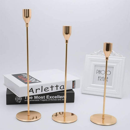 Modern Metal Candle Holders - Set Of 3 - TheOrivana