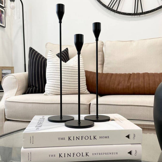 Modern Metal Candle Holders - Set Of 3 - TheOrivana