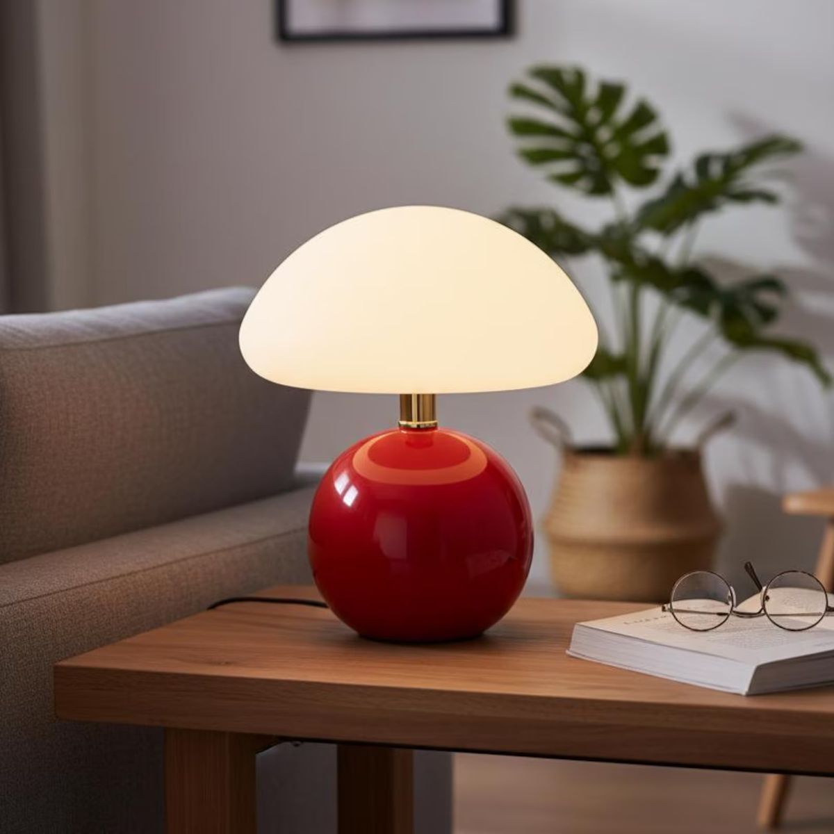 Mushroom LED Table Lamp French Cream - TheOrivana