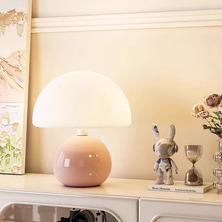 Mushroom LED Table Lamp French Cream - TheOrivana