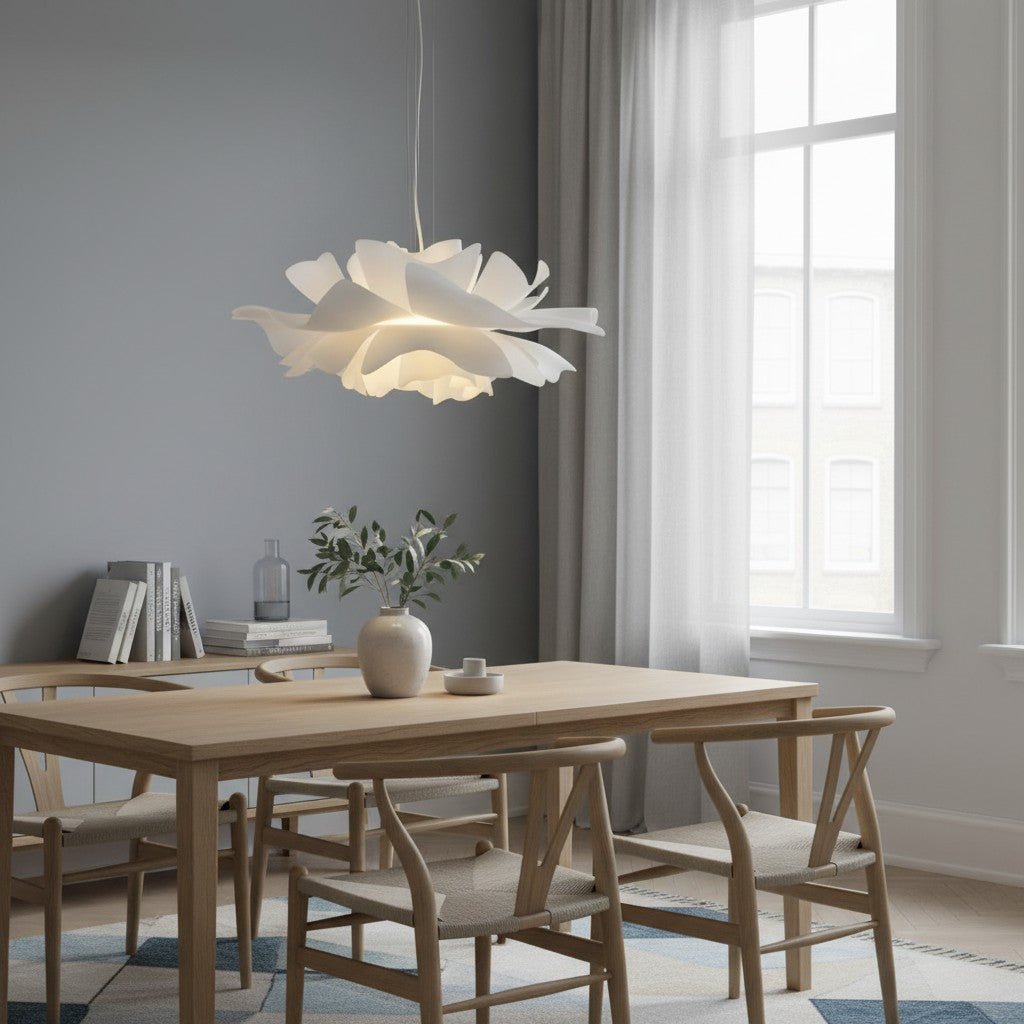 Nordic Minimalist White Lotus Flower Pendant Light - TheOrivana