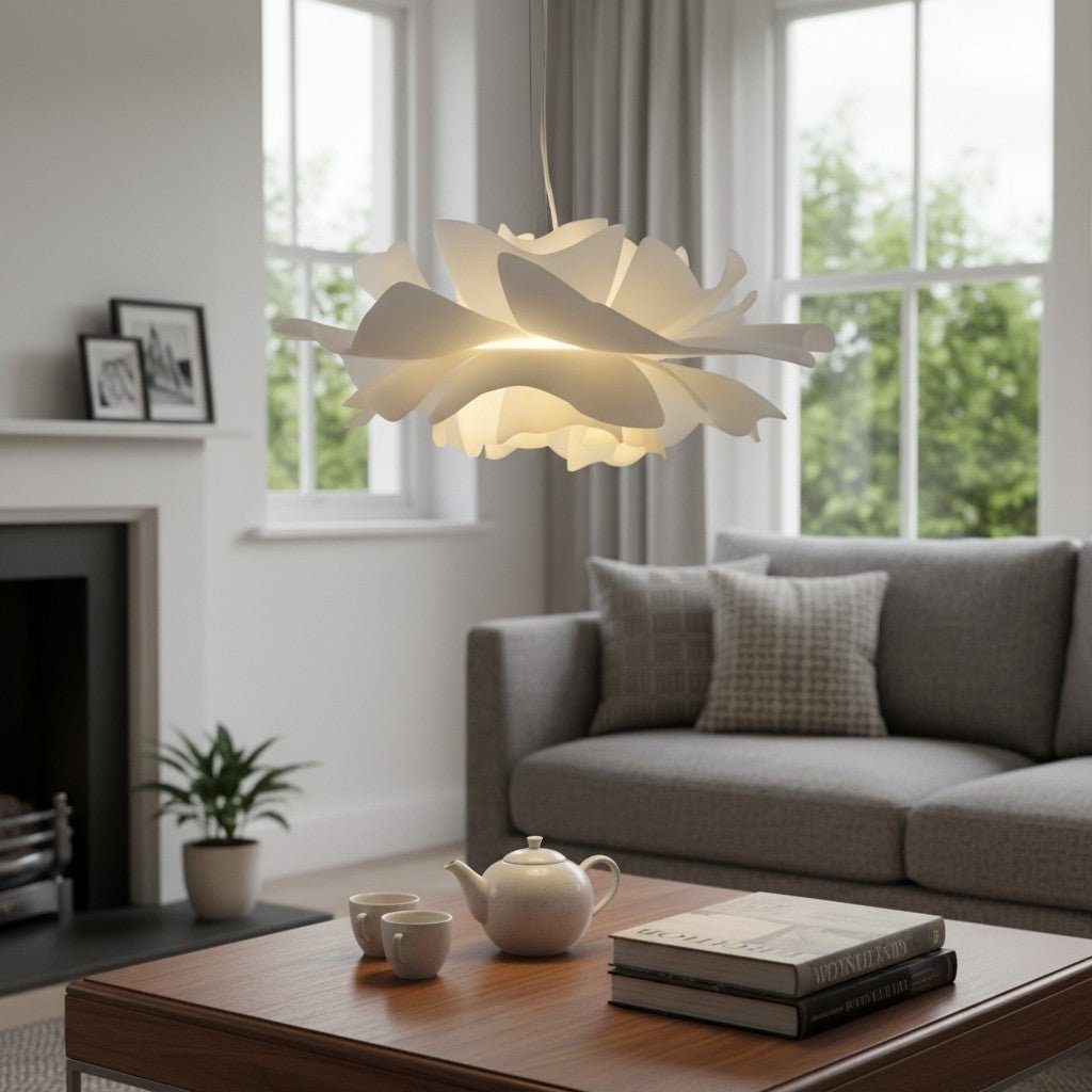 Nordic Minimalist White Lotus Flower Pendant Light - TheOrivana