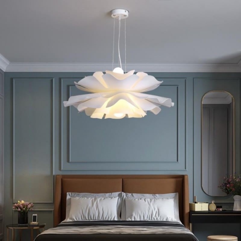 Nordic Minimalist White Lotus Flower Pendant Light - TheOrivana