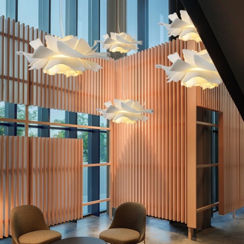 Nordic Minimalist White Lotus Flower Pendant Light - TheOrivana