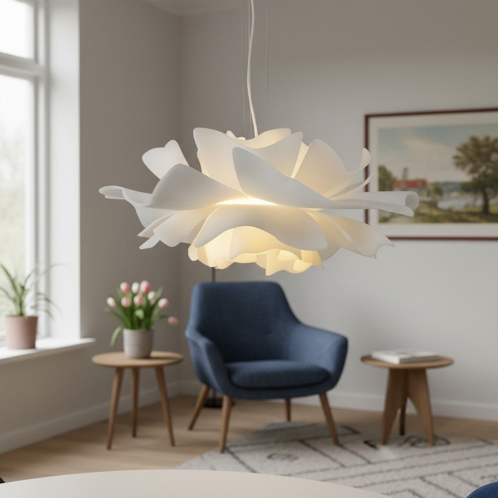 Nordic Minimalist White Lotus Flower Pendant Light - TheOrivana