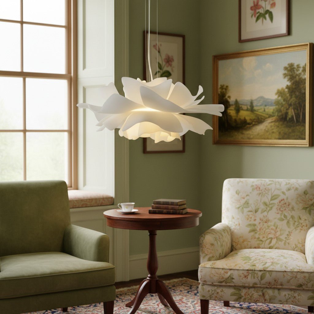 Nordic Minimalist White Lotus Flower Pendant Light - TheOrivana