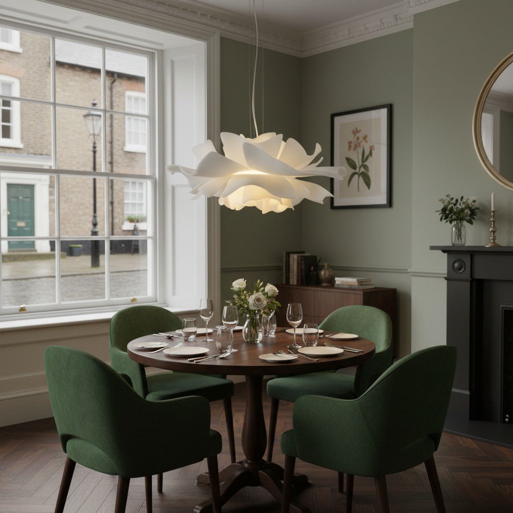 Nordic Minimalist White Lotus Flower Pendant Light - TheOrivana