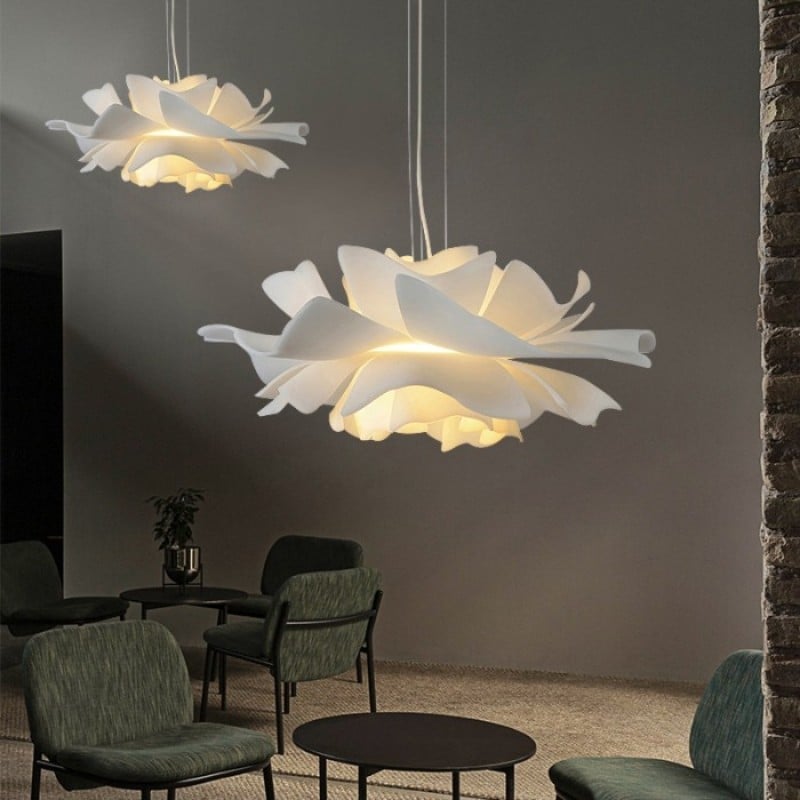 Nordic Minimalist White Lotus Flower Pendant Light - TheOrivana