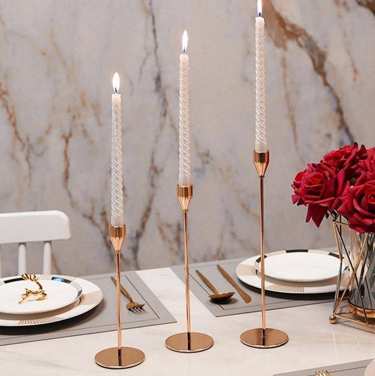 Modern Metal Candle Holders - Set Of 3
