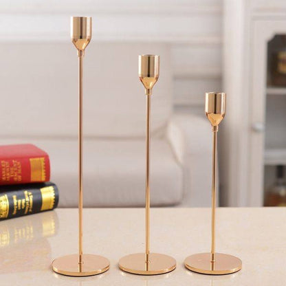 Modern Metal Candle Holders - Set Of 3