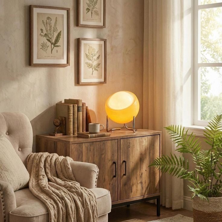 Vintage Bauhaus Glass Globe LED Table Lamp - TheOrivana